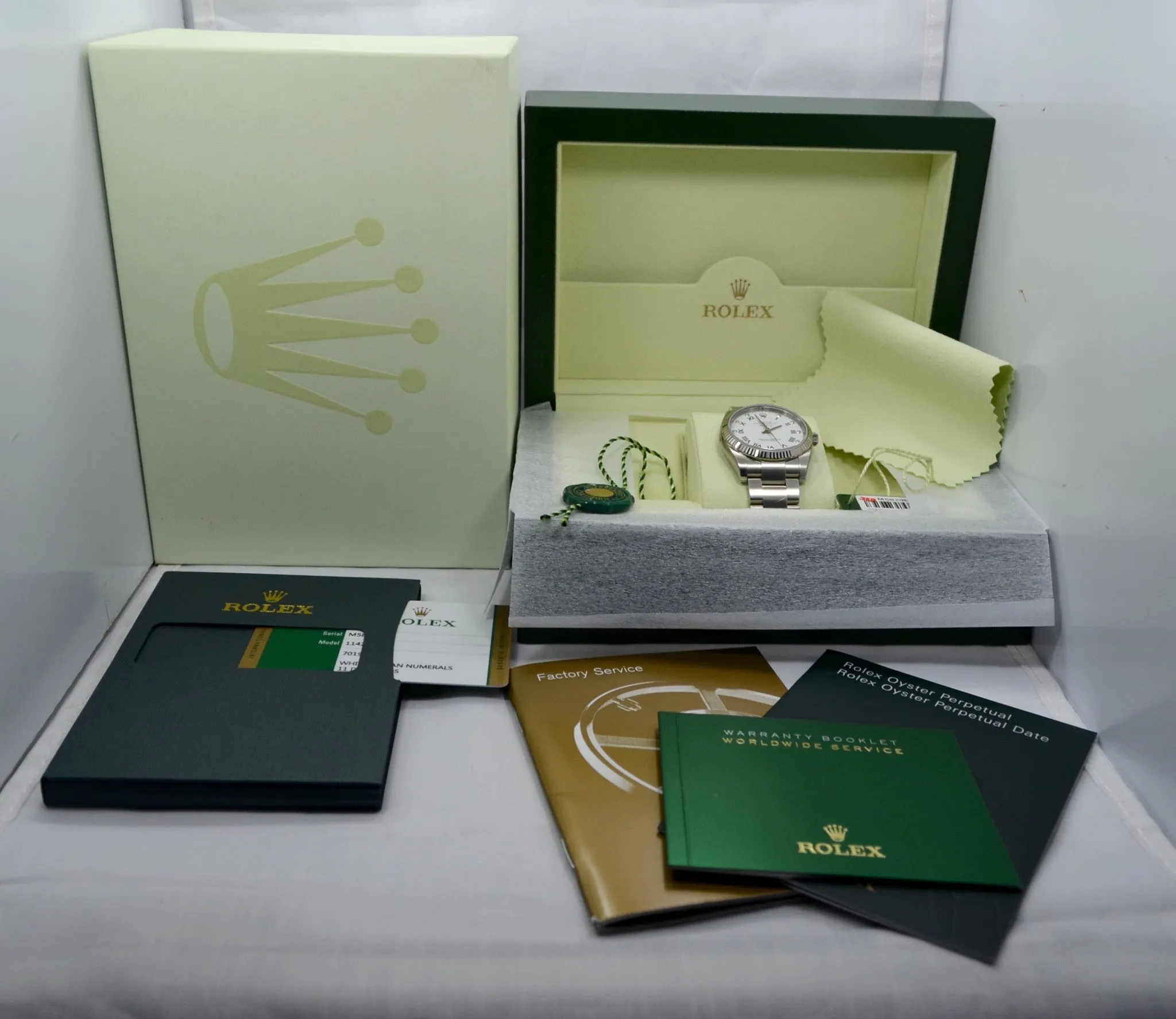 Rolex Air-King 114234 White Diamond Dial 34mm Steel Automatic Wristwatch