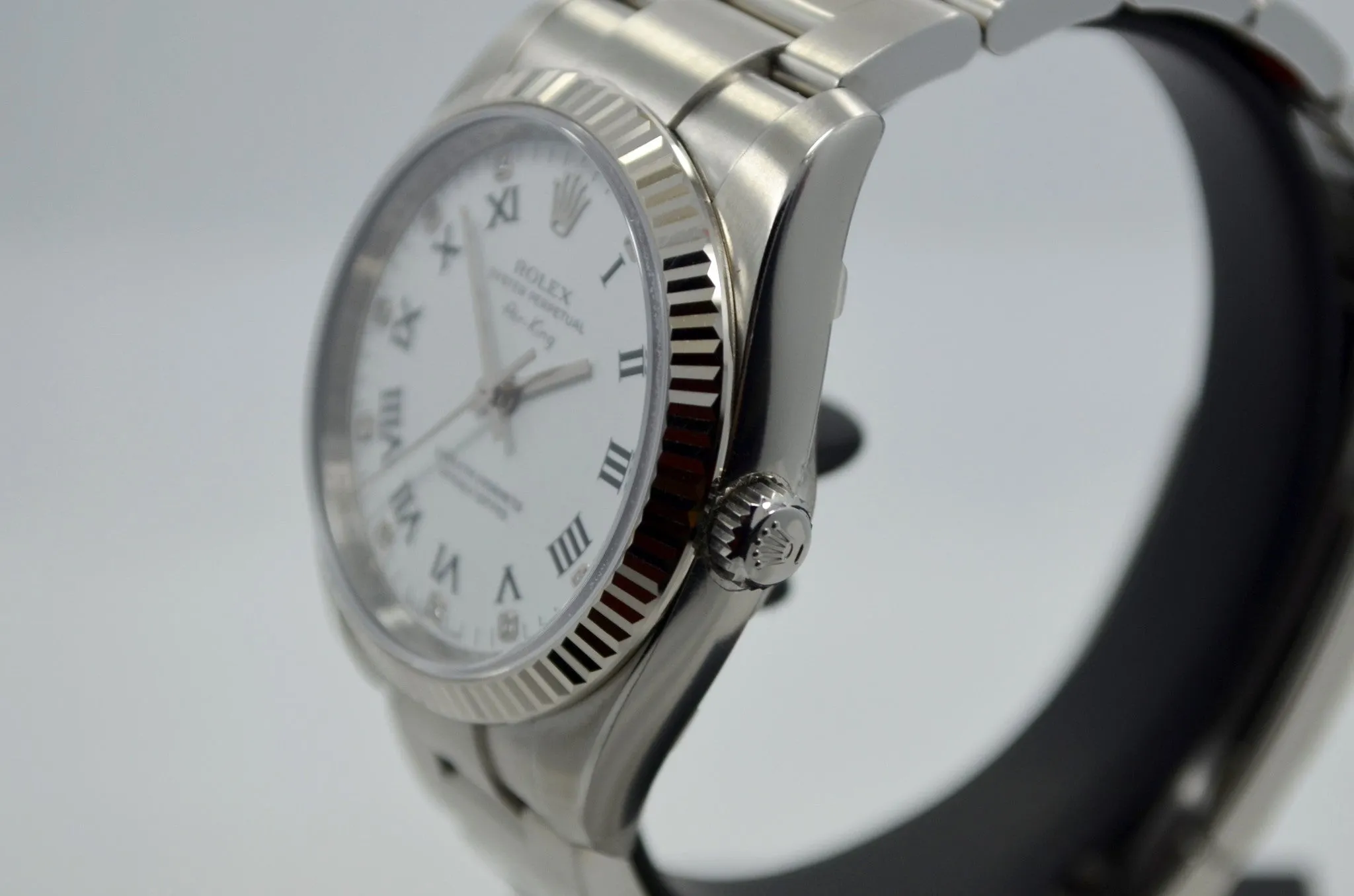 Rolex Air-King 114234 White Diamond Dial 34mm Steel Automatic Wristwatch