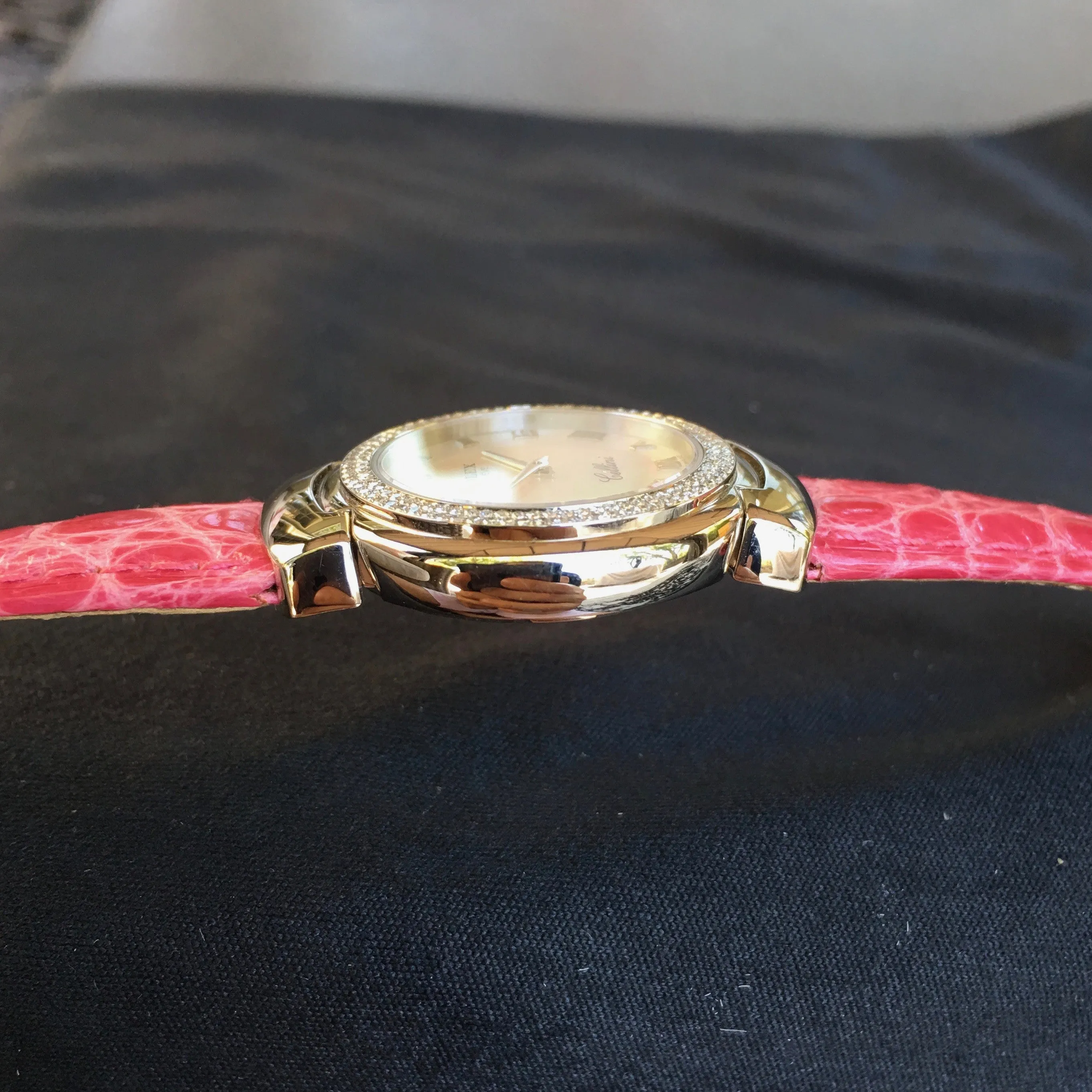 Rolex Cellini 6671 18K White Gold MOP Diamond Bezel Pink Ladies Wristwatch