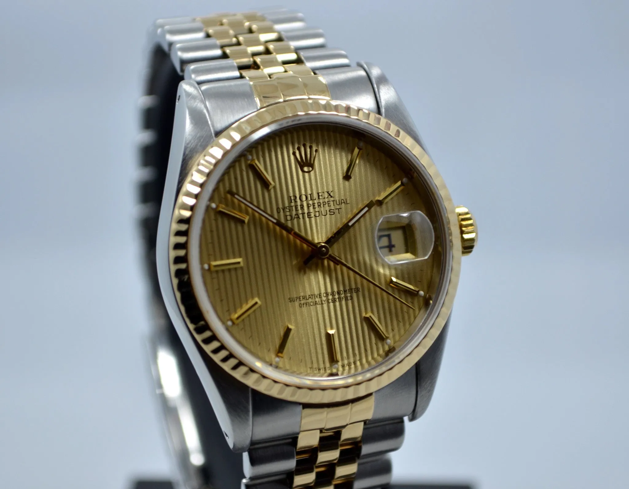 Rolex Datejust 16233 Tapestry Champagne Jubilee Two Tone Steel Gold "E" Watch