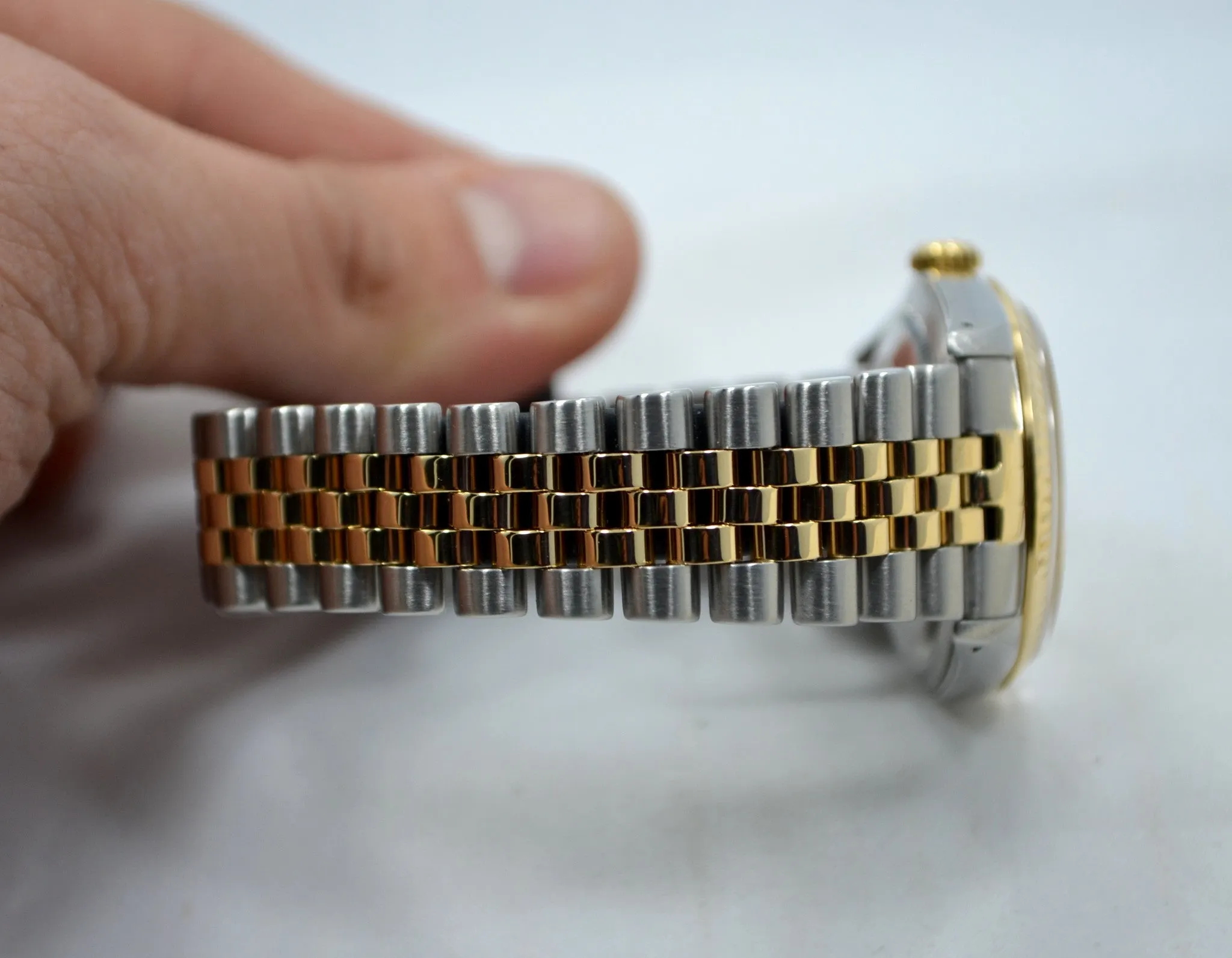 Rolex Datejust 16233 Tapestry Champagne Jubilee Two Tone Steel Gold "E" Watch