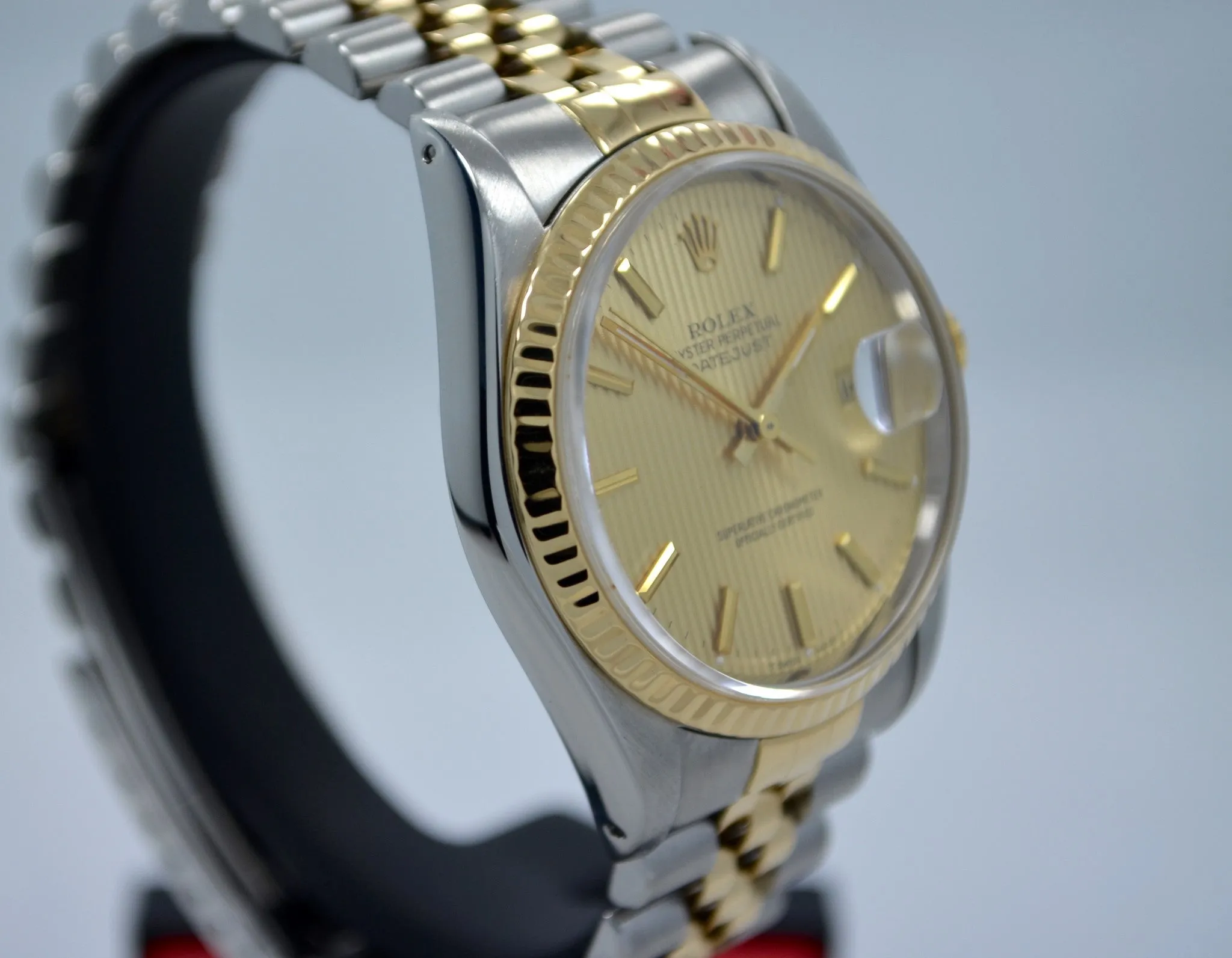 Rolex Datejust 16233 Tapestry Champagne Jubilee Two Tone Steel Gold "E" Watch