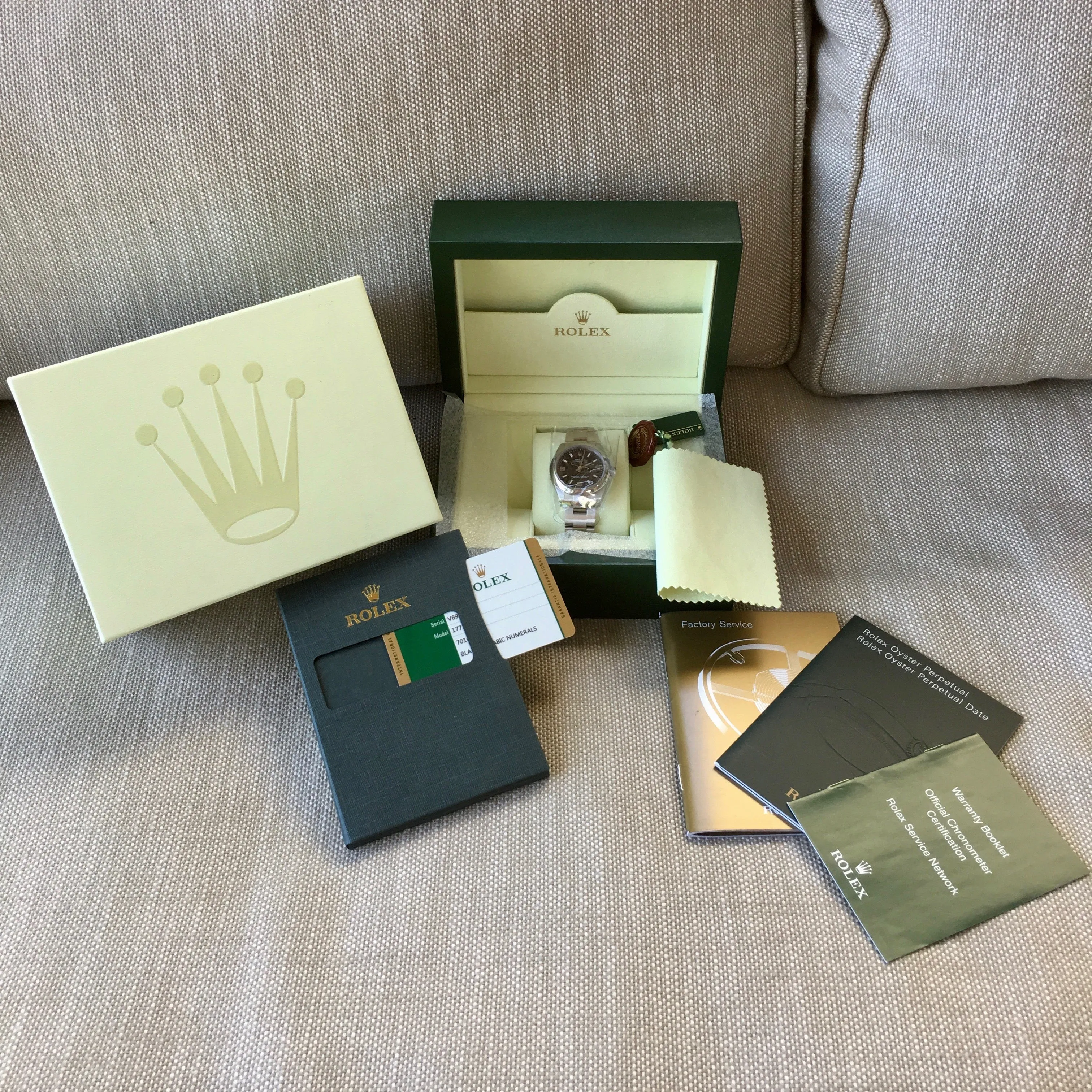 Rolex Oyster Perpetual 177200 Black Arabic Numerals Stainless Steel Ladies Wristwatch Box & Papers