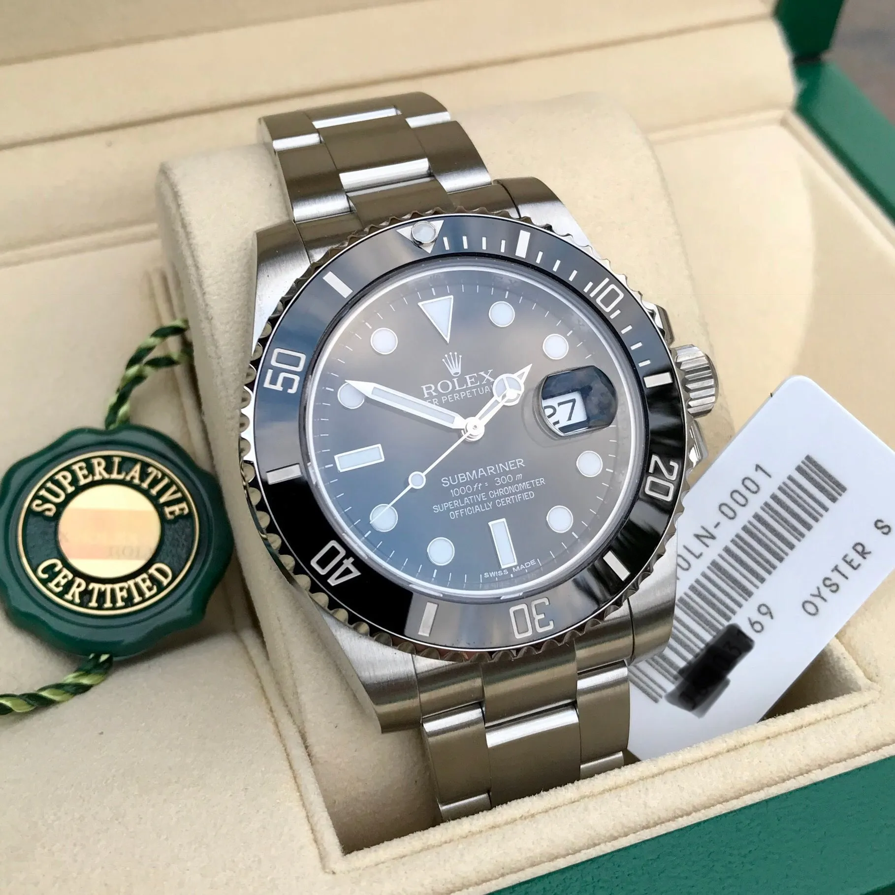Rolex Submariner Date 116610 LN Stainless Steel Ceramic Wristwatch 2016 Box Papers