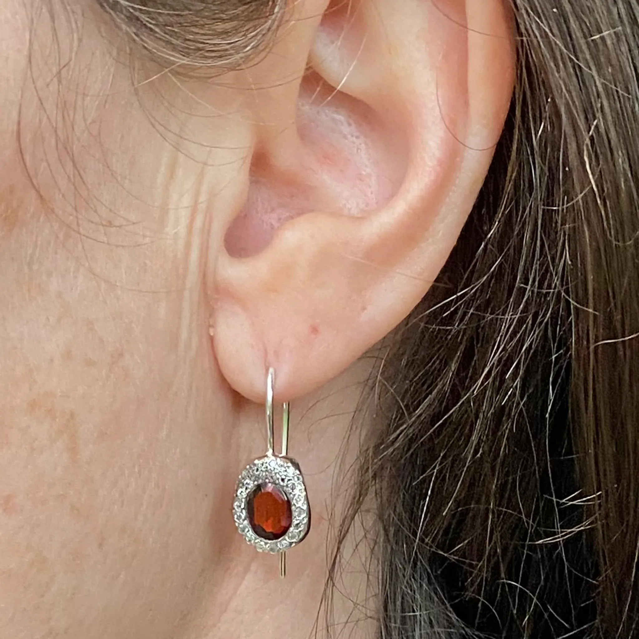 Rosa Maria Bo 114 Silver, Garnet and Diamond Earrings