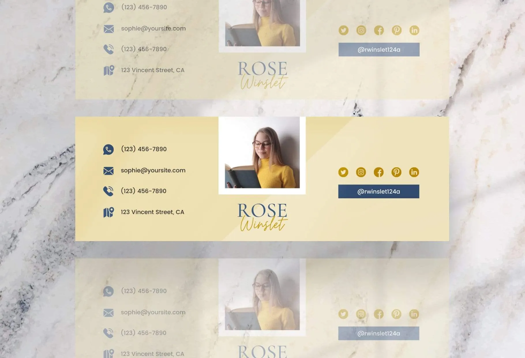 Rose Email Signature Template Editable Canva Template Rose Gold