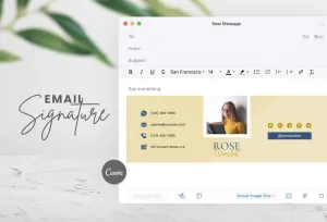 Rose Email Signature Template Editable Canva Template Rose Gold