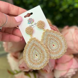 Rose Gold and Crystal Beaded Earrings