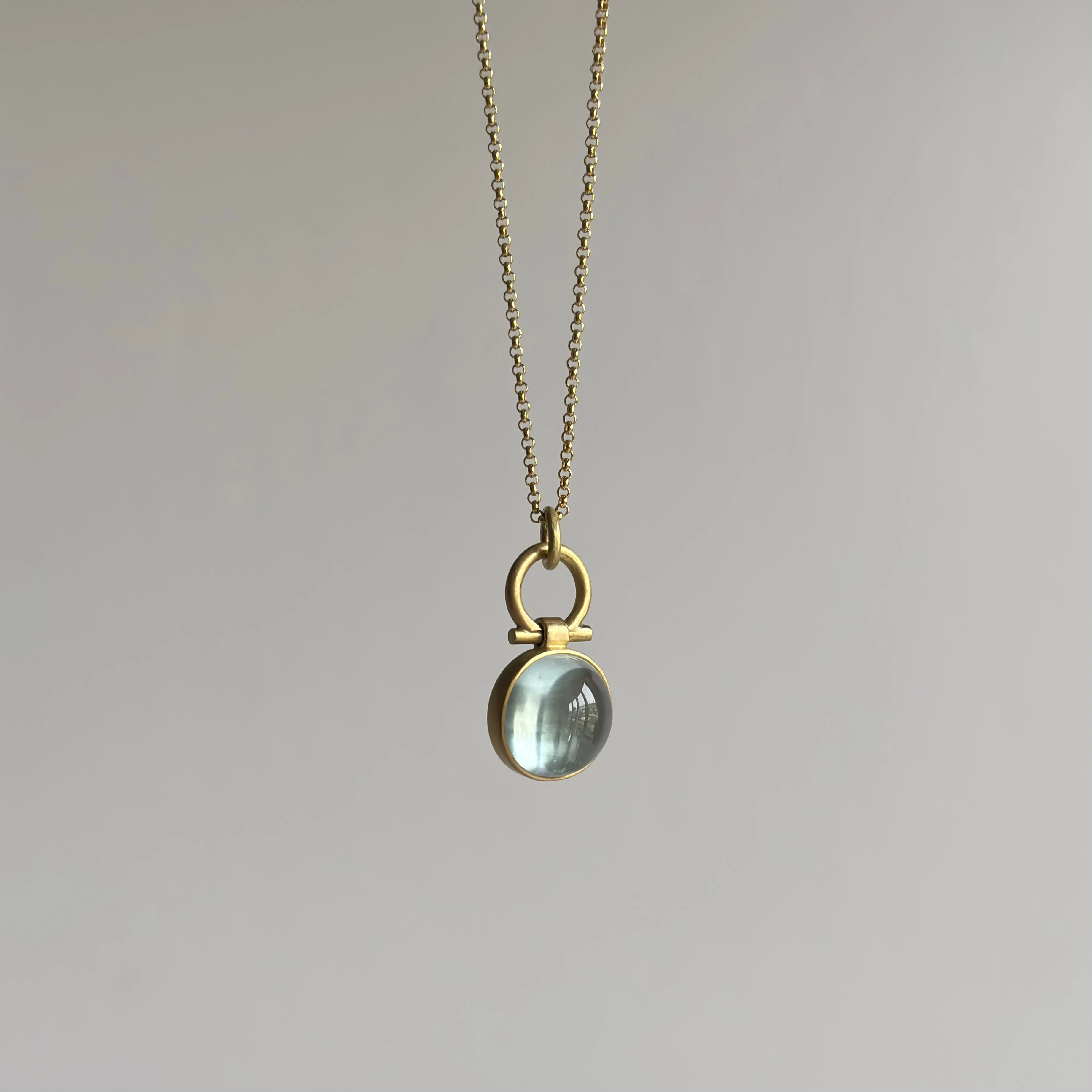 Round Brazilian Aquamarine Cabochon Pendant