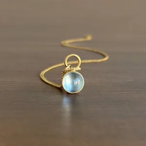 Round Brazilian Aquamarine Cabochon Pendant