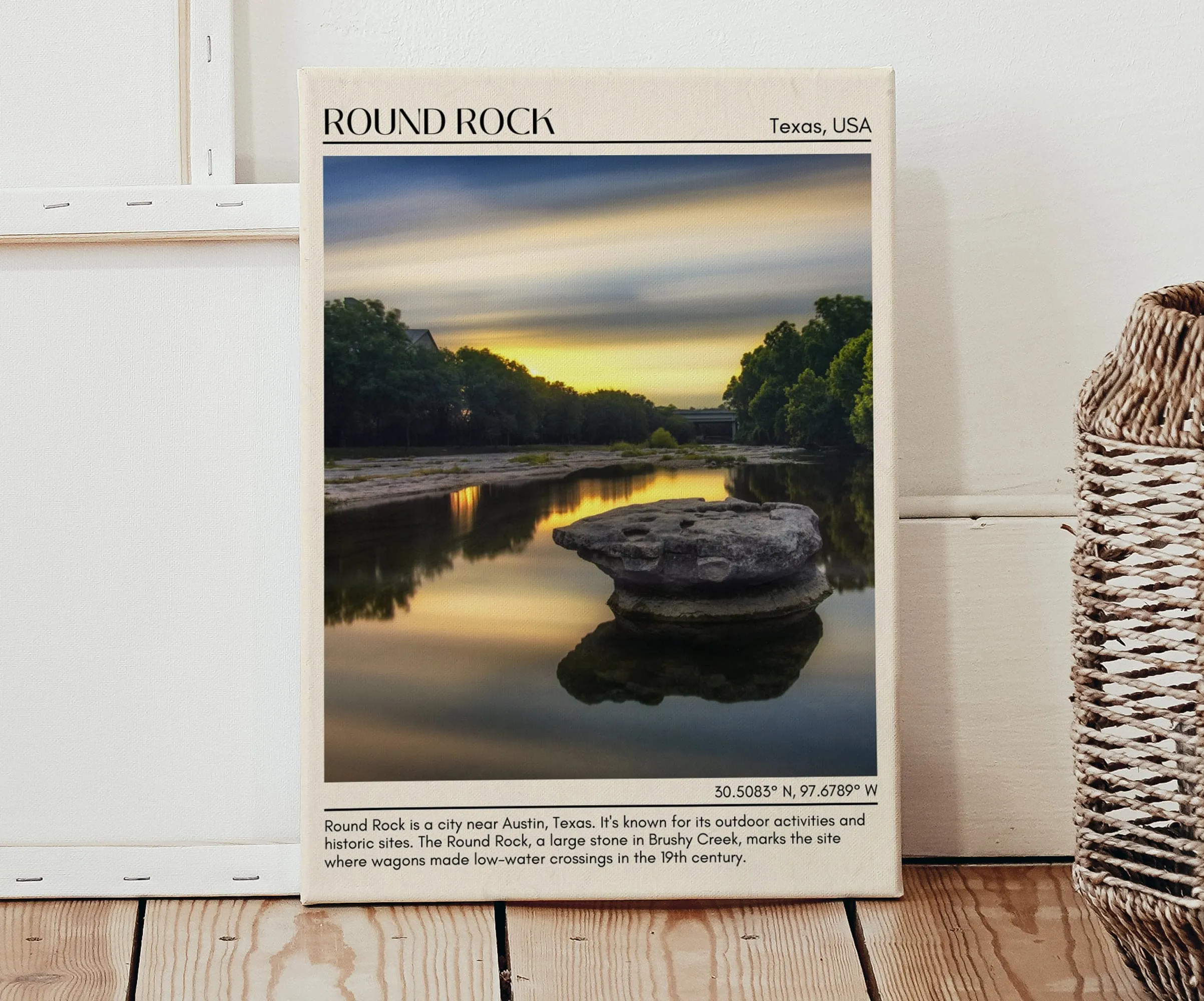 Round Rock Minimal Wall Art, Texas, USA