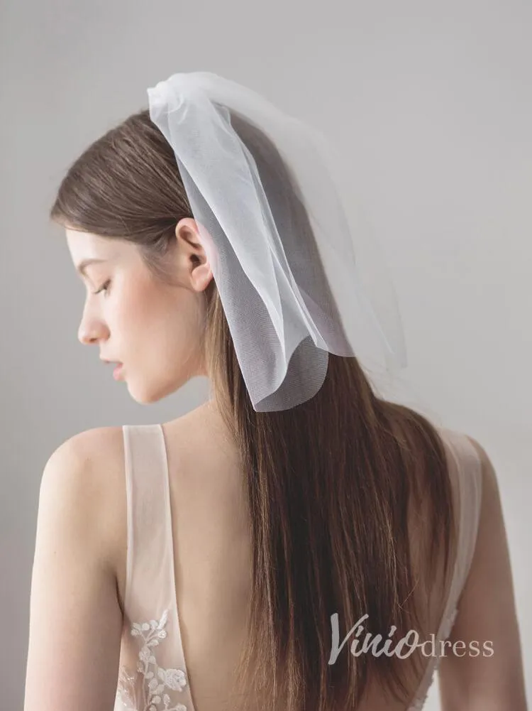 Roycebridal Ivory Tulle Blusher Wedding Veils Simple Bridal Veil ACC1046