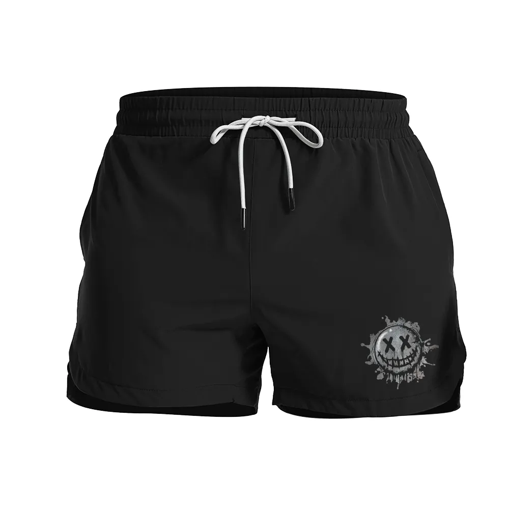 Rust Smiley Graphic Shorts