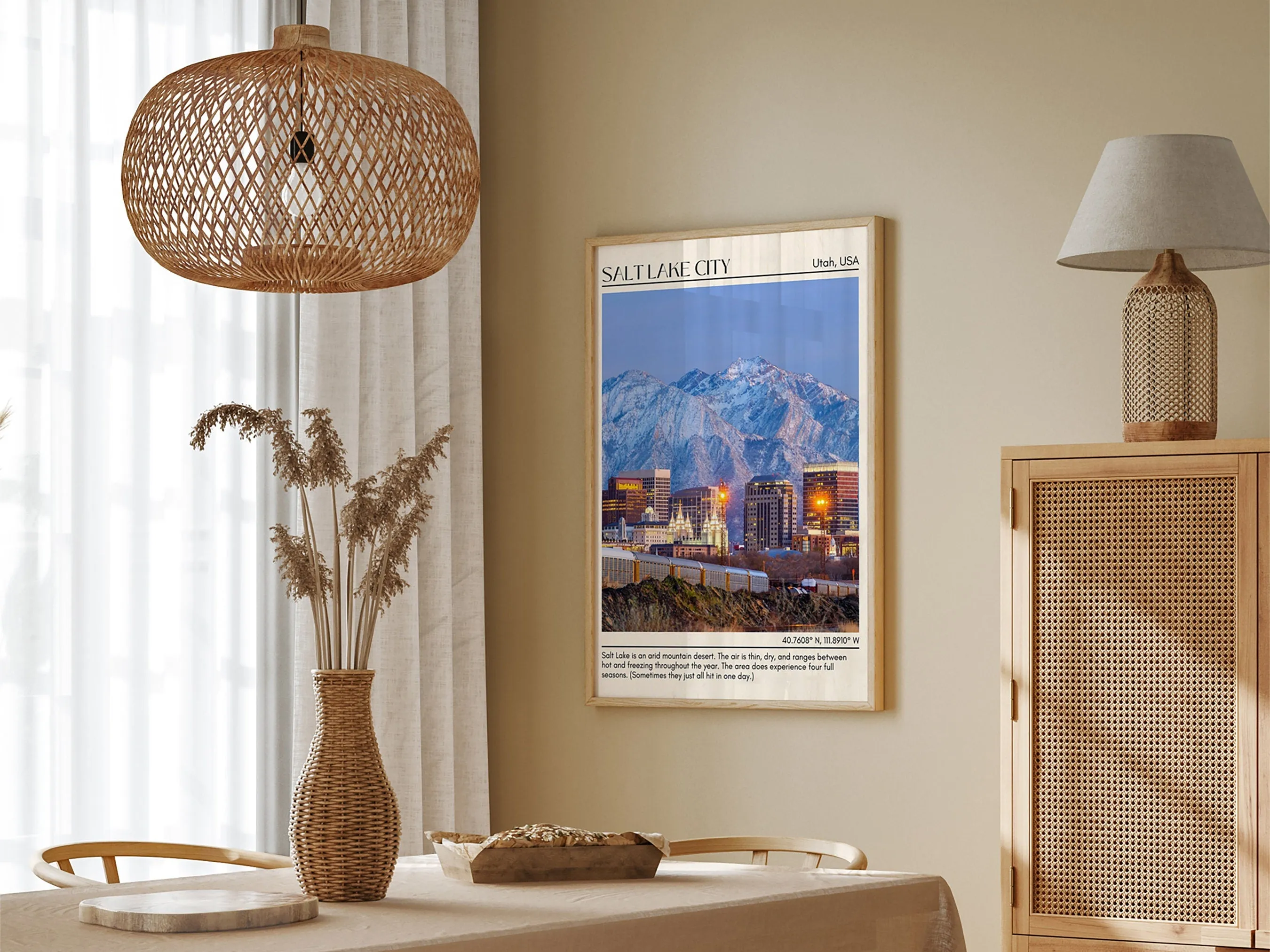 Salt Lake City Minimal Wall Art, Utah, USA
