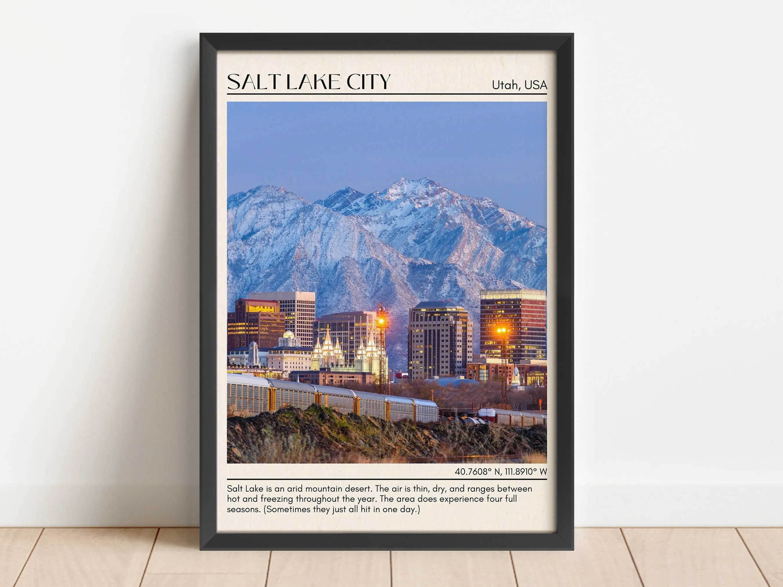 Salt Lake City Minimal Wall Art, Utah, USA