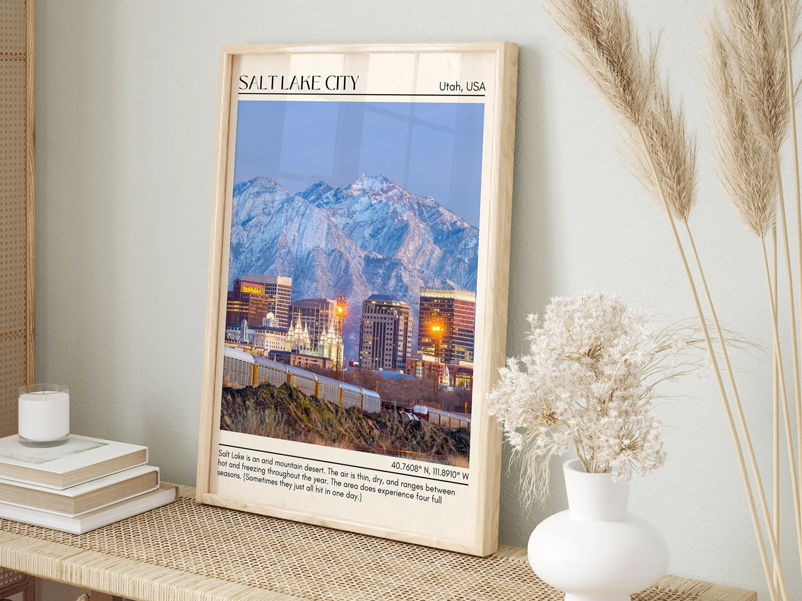Salt Lake City Minimal Wall Art, Utah, USA