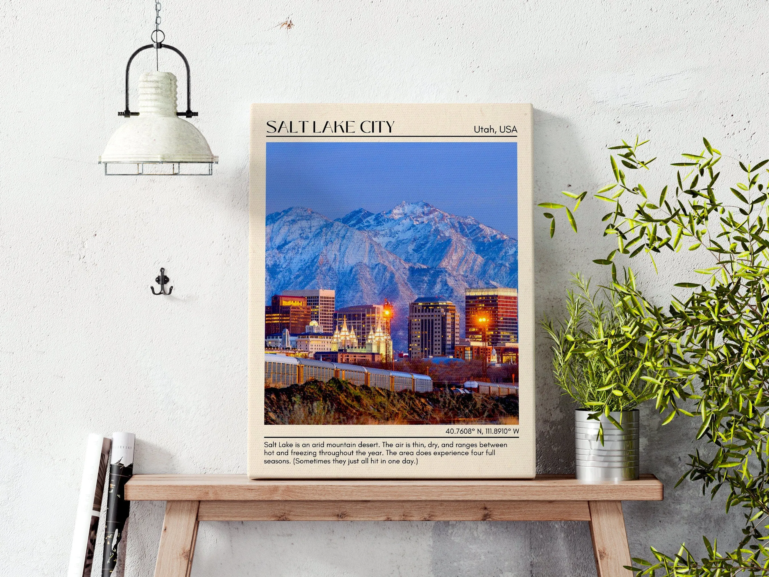 Salt Lake City Minimal Wall Art, Utah, USA