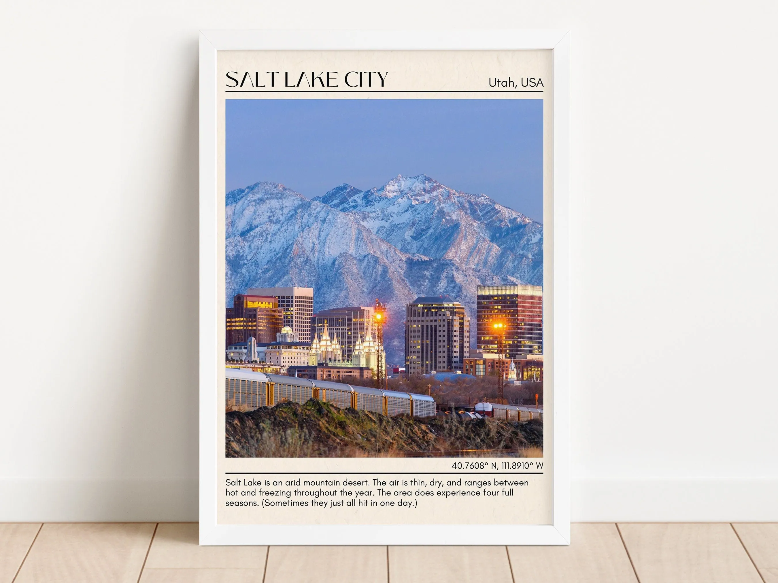 Salt Lake City Minimal Wall Art, Utah, USA
