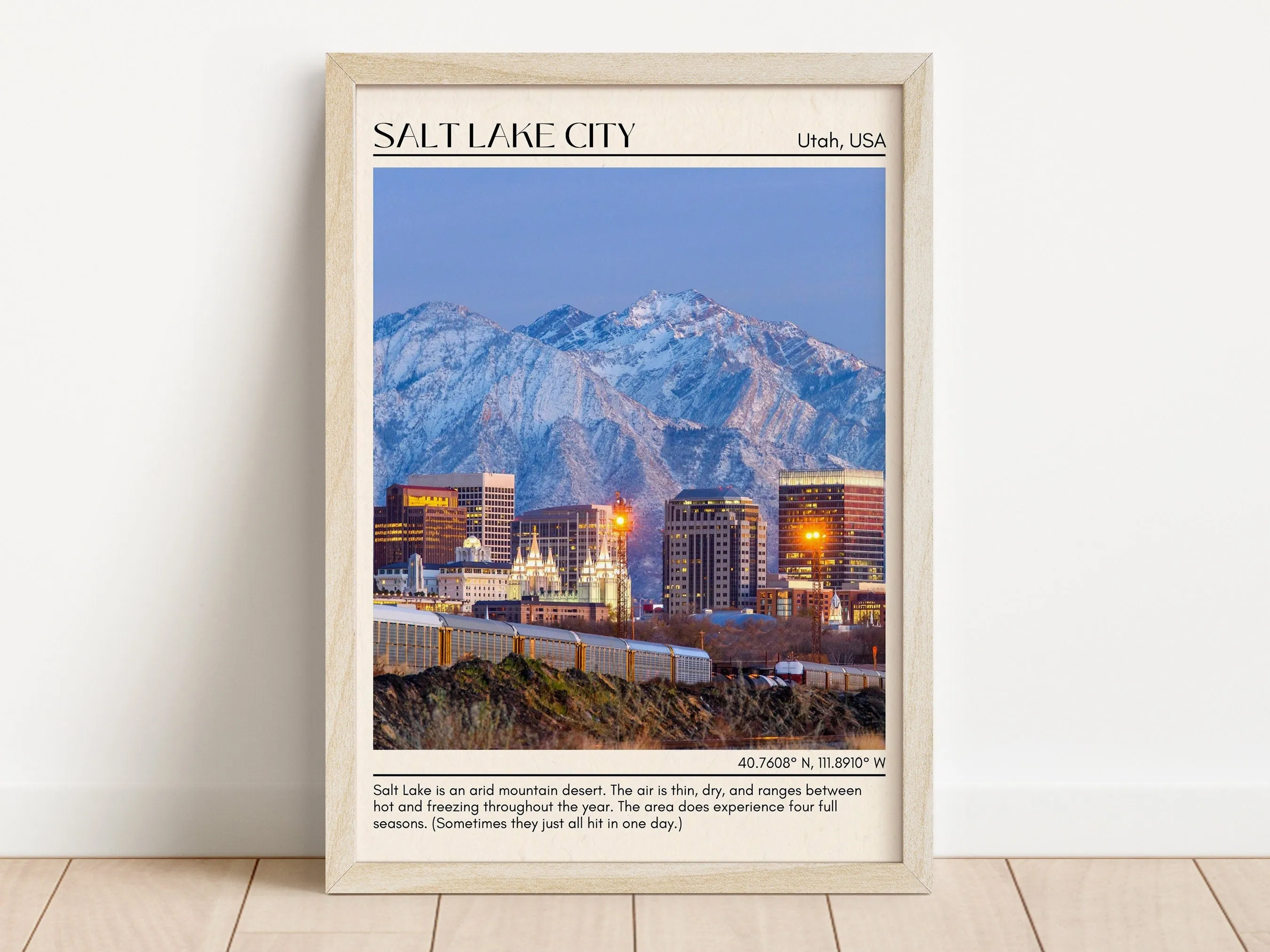 Salt Lake City Minimal Wall Art, Utah, USA
