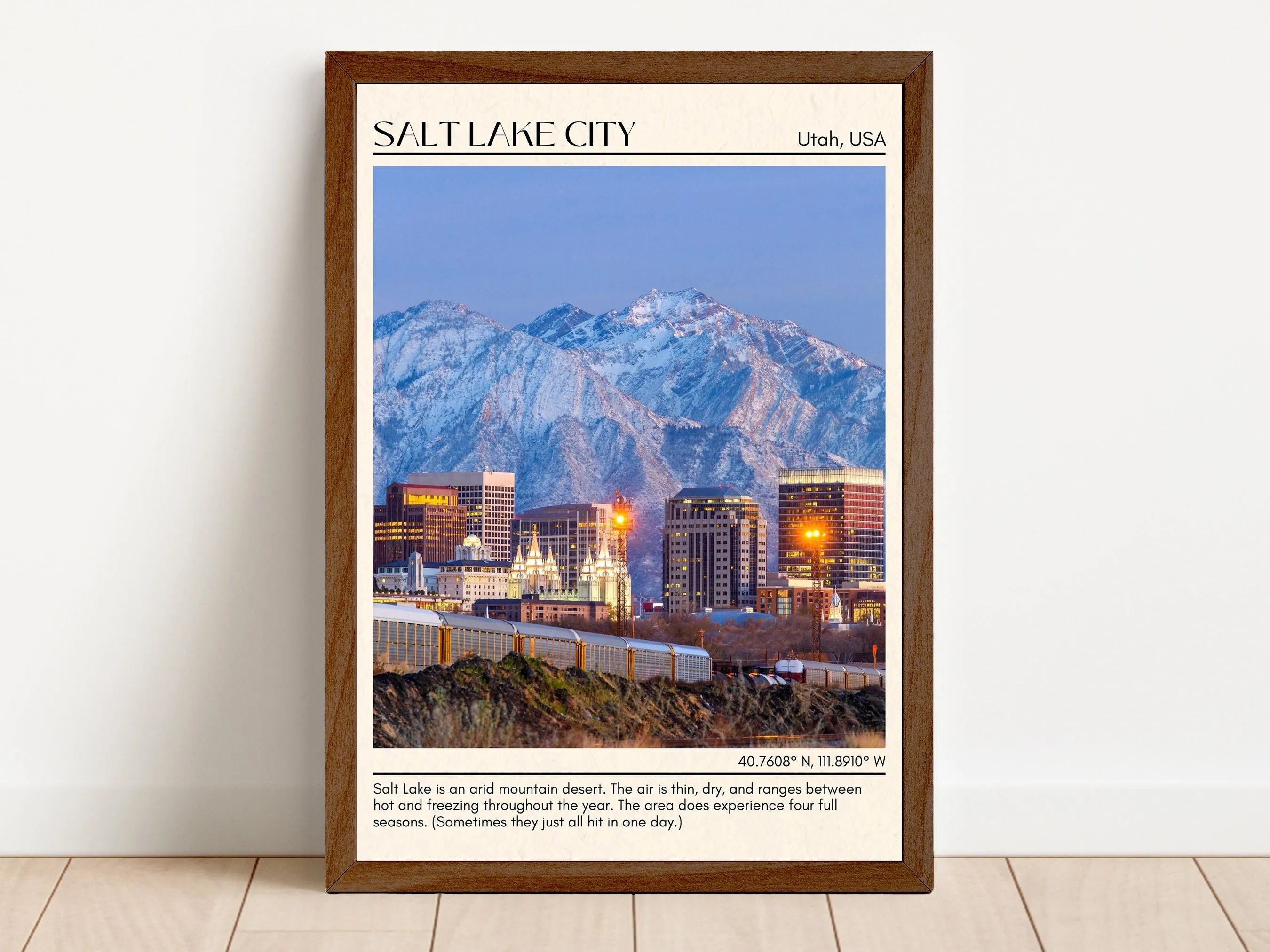 Salt Lake City Minimal Wall Art, Utah, USA