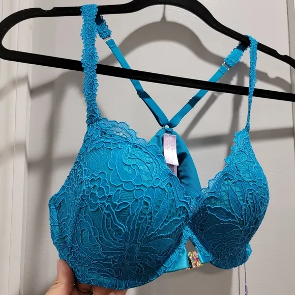 Savage X Fenty Romantic Corded Lace Front-Closure Push-Up Bra 34C