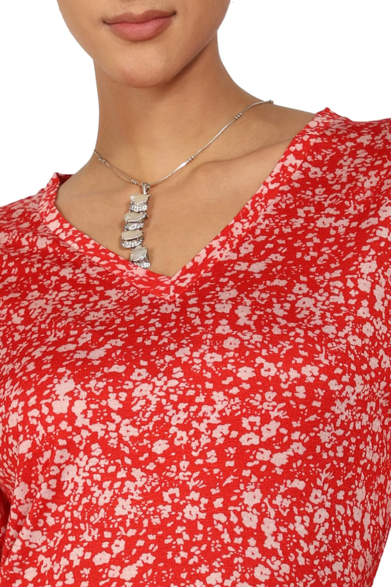 Scarlet & White Ditsy Top
