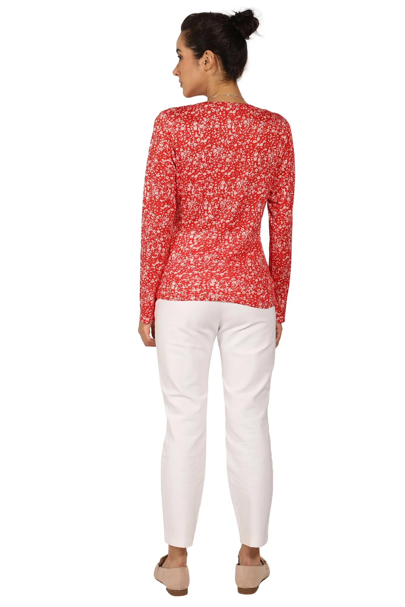 Scarlet & White Ditsy Top
