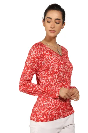 Scarlet & White Ditsy Top