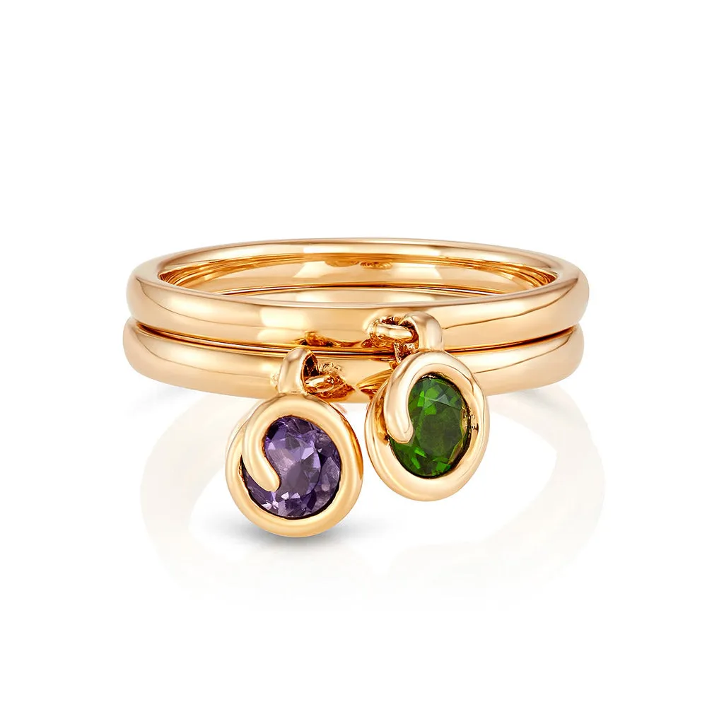 Scroll Charm Iolite Ring