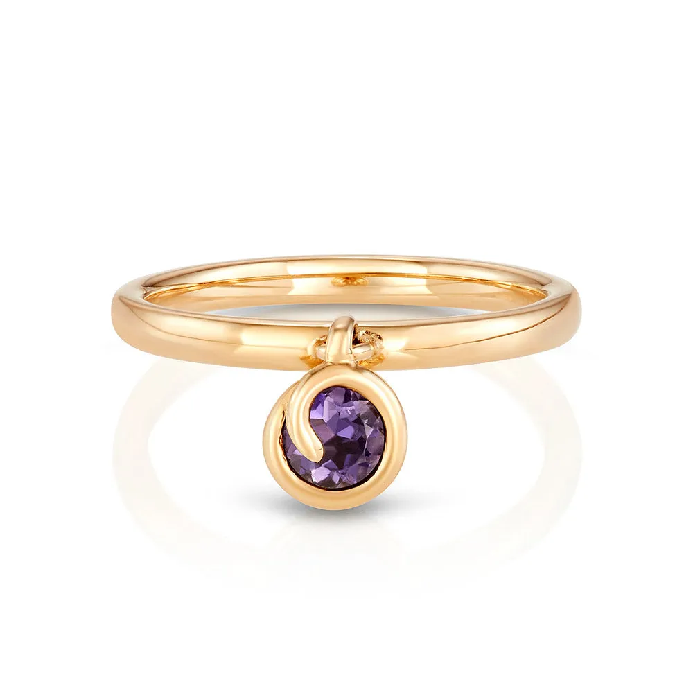 Scroll Charm Iolite Ring