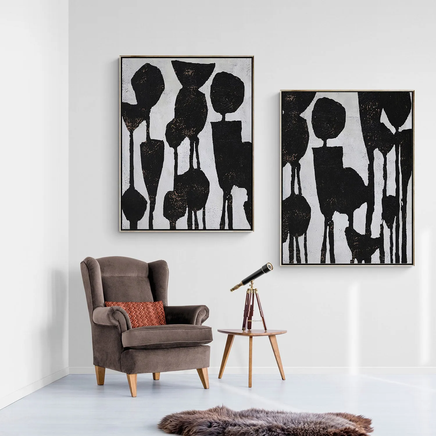 Set of 2 Abstract Flower Painting  P98