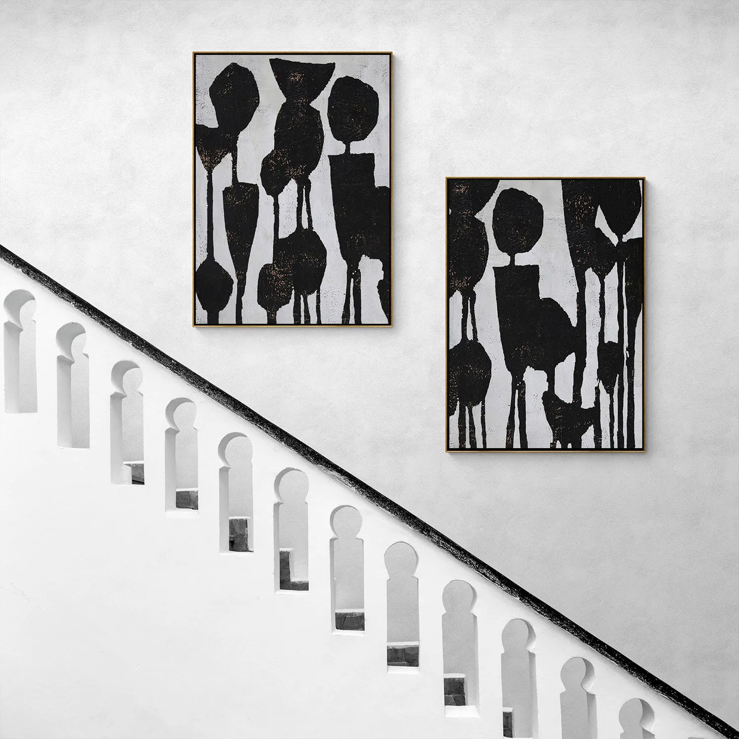 Set of 2 Abstract Flower Painting  P98