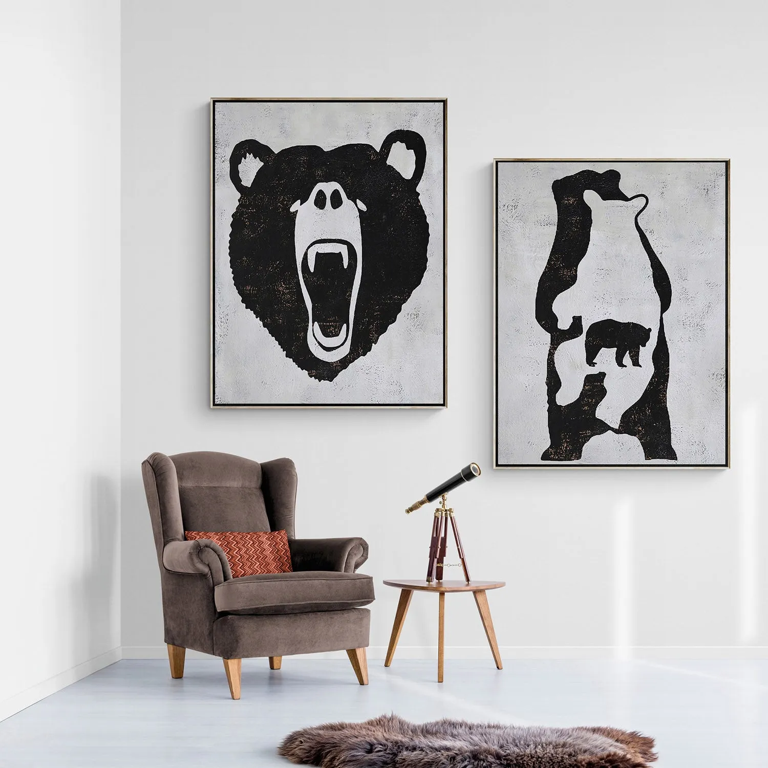 Set of 2 Animal Painting Bear P108
