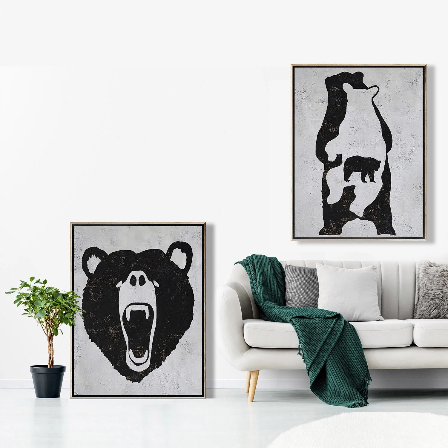 Set of 2 Animal Painting Bear P108