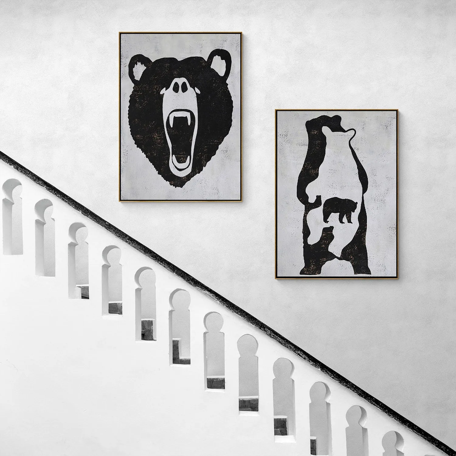 Set of 2 Animal Painting Bear P108