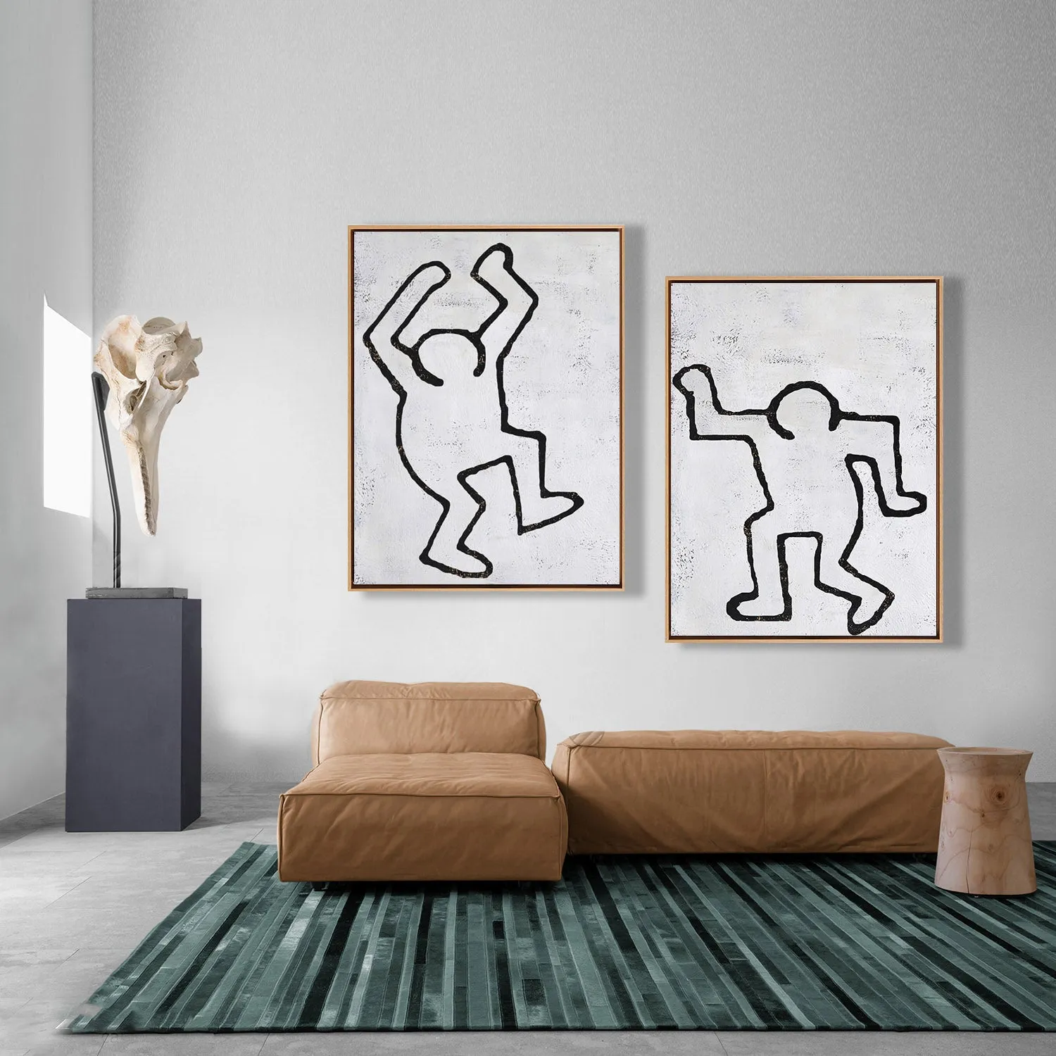 Set of 2 Minimal Painting Dancing Man P83