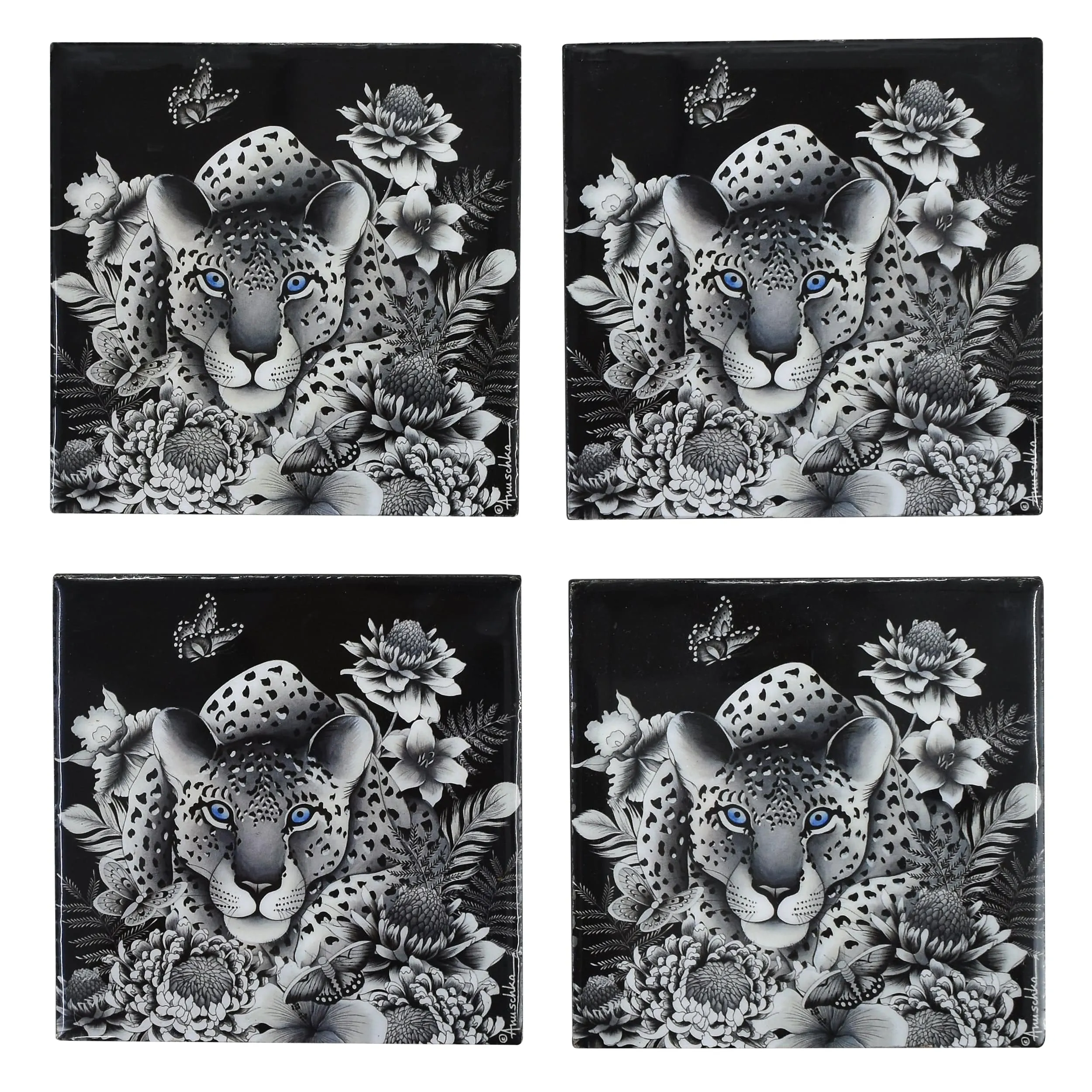 Set of 4 Wooden Printed Square Coasters (Revive Collection) - 25000-B