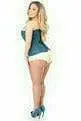 Sexy Dark Teal Lace Overbust Corset with Zipper