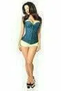 Sexy Dark Teal Lace Overbust Corset with Zipper