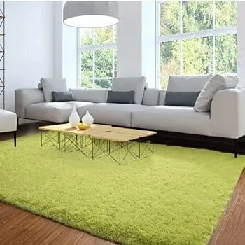 Shaggy Rectangular Area Rug in Lime Green