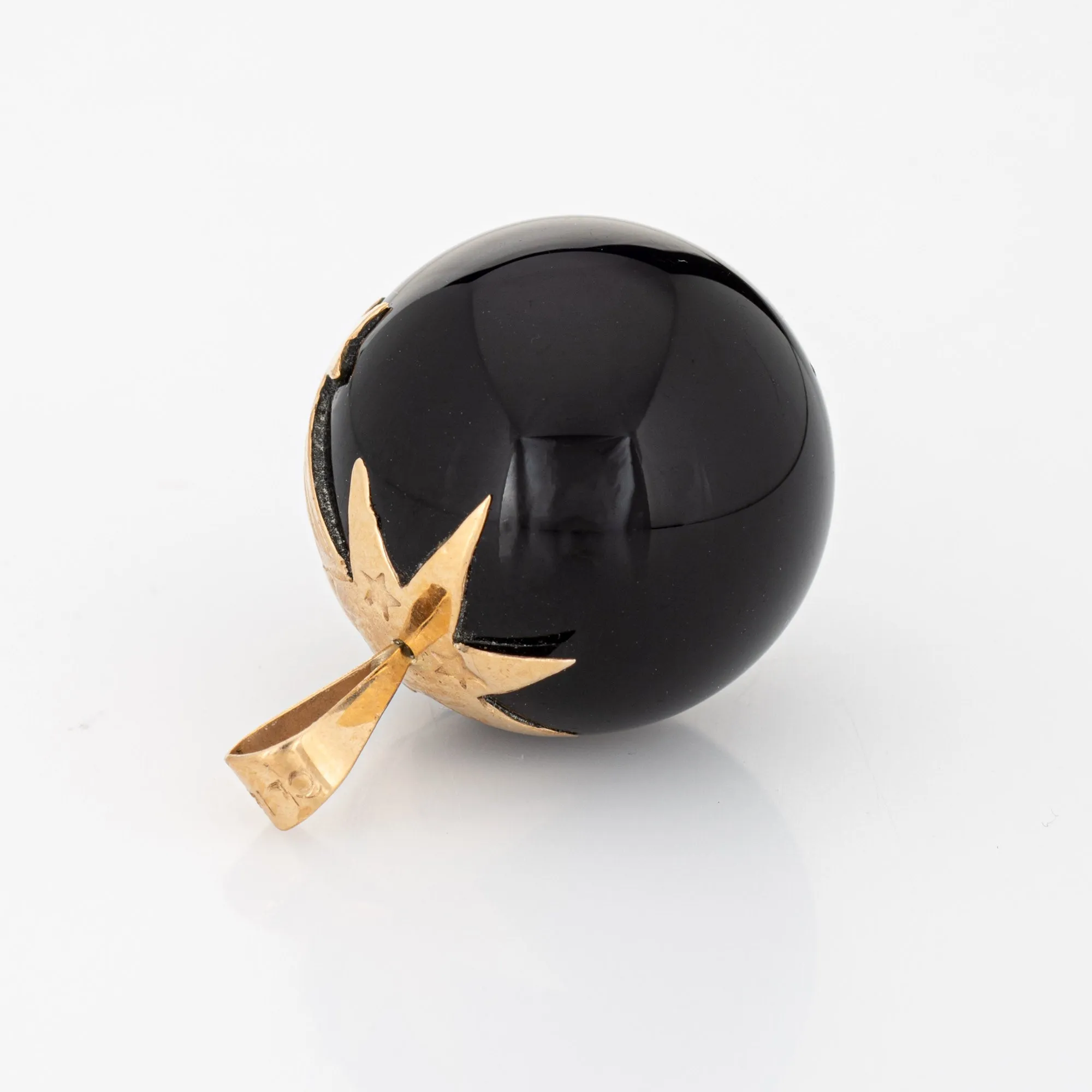 Shooting Star Pendant Vintage 14k Yellow Gold Black Onyx Orb Celestial Jewelry
