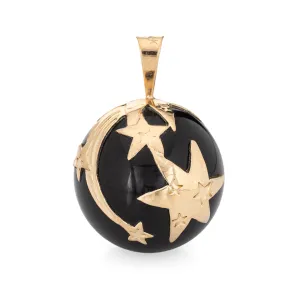 Shooting Star Pendant Vintage 14k Yellow Gold Black Onyx Orb Celestial Jewelry