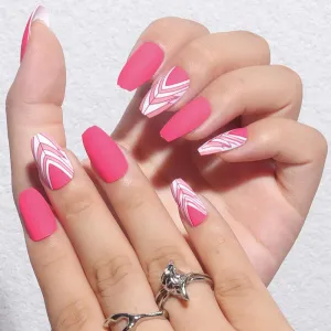 Short coffin Pink symmetrical geometric shapes