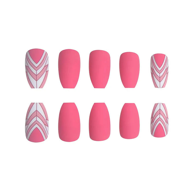Short coffin Pink symmetrical geometric shapes