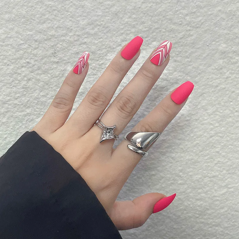 Short coffin Pink symmetrical geometric shapes