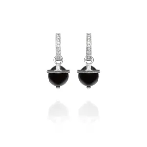 Signature Onyx White Gold Orb Charm Earrings