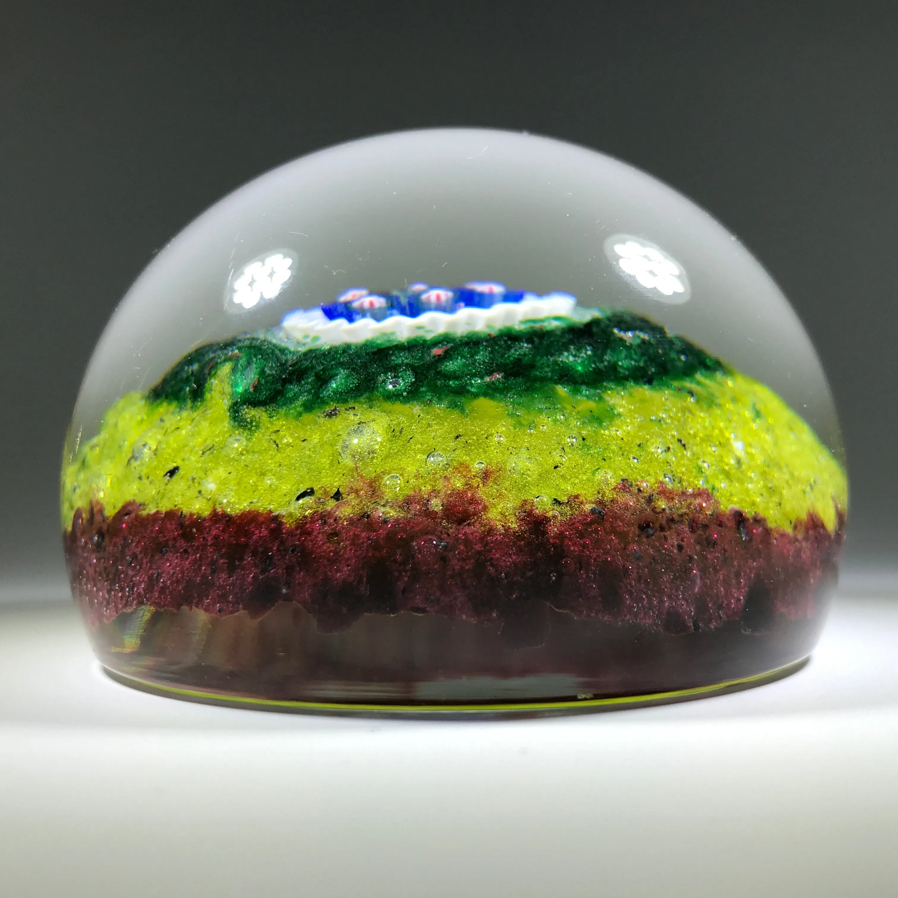 Signed Val St. Lambert Art Glass Paperweight Large Complex Millefiori Center