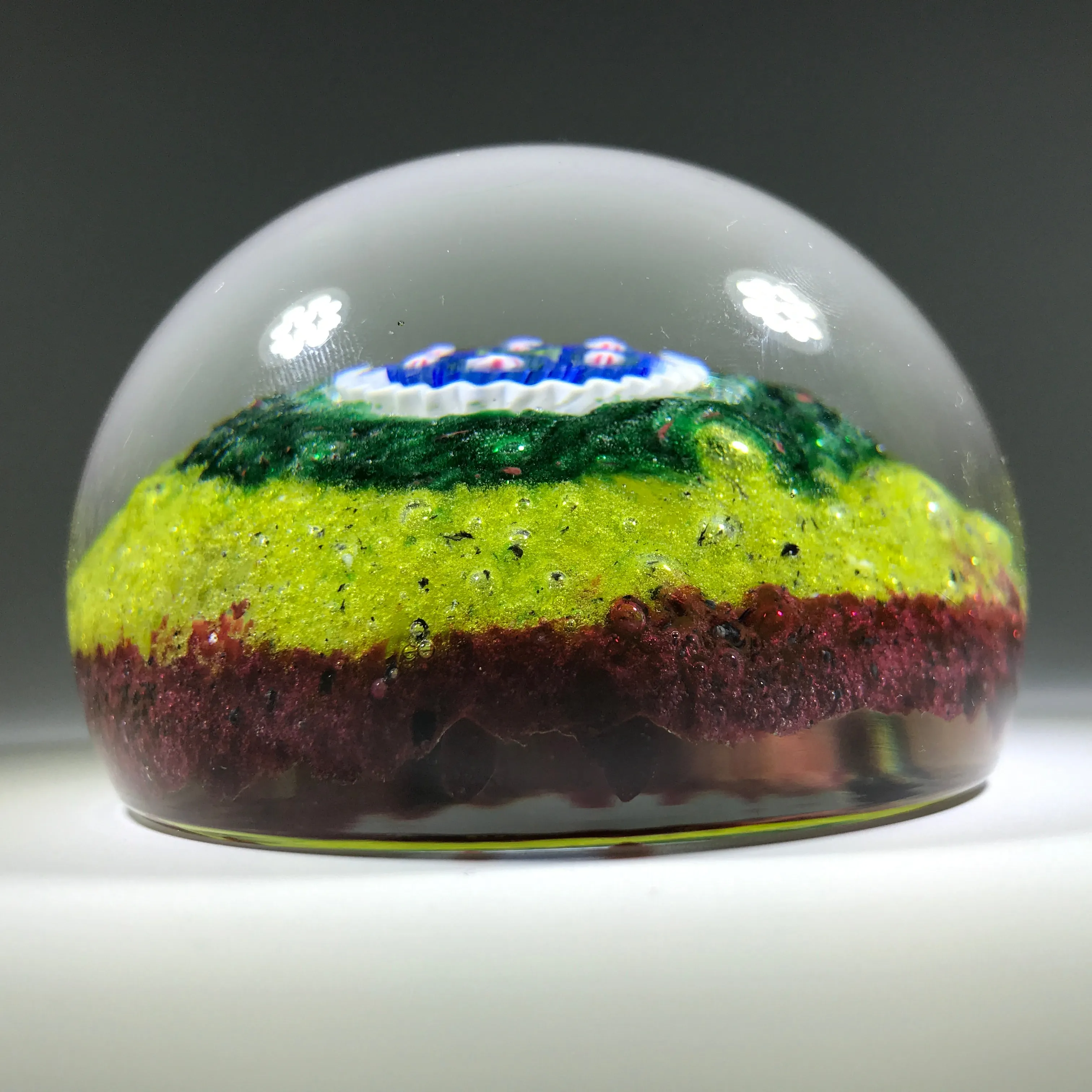 Signed Val St. Lambert Art Glass Paperweight Large Complex Millefiori Center
