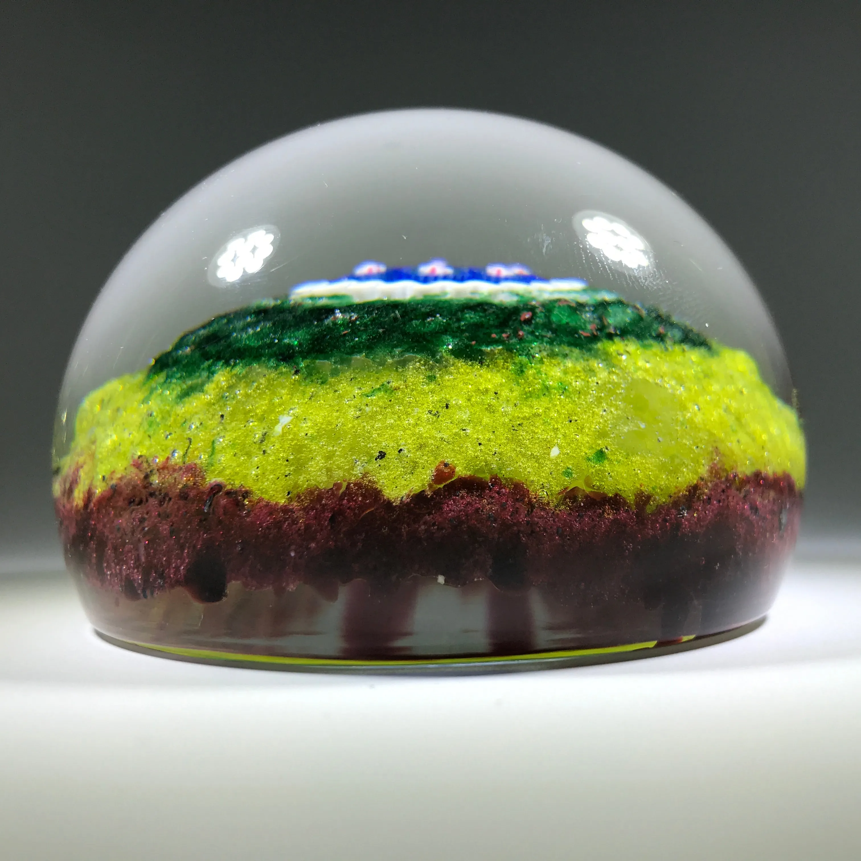 Signed Val St. Lambert Art Glass Paperweight Large Complex Millefiori Center