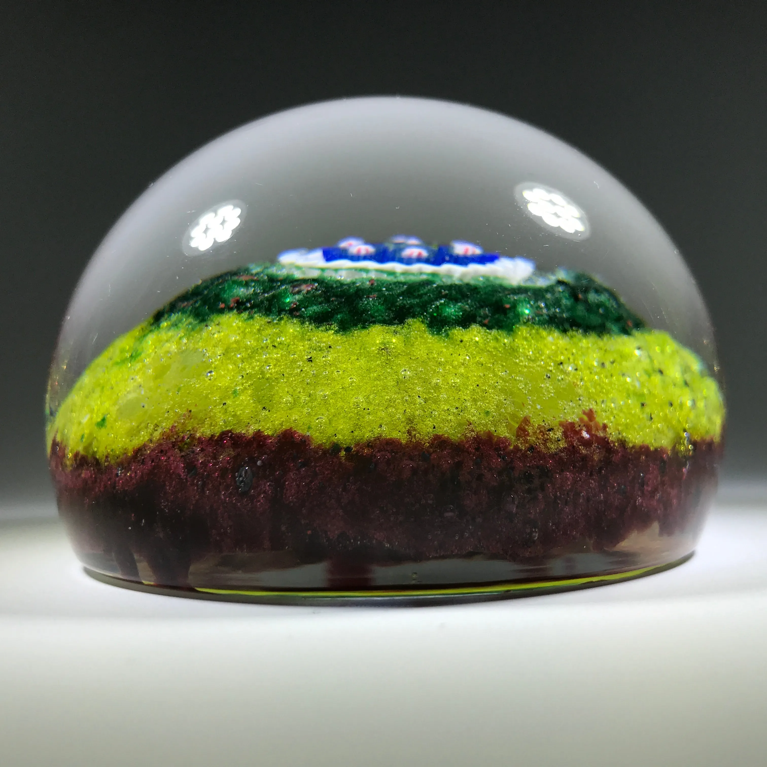 Signed Val St. Lambert Art Glass Paperweight Large Complex Millefiori Center